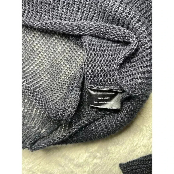 Eileen Fisher System Size PL Organic Linen Knit Sweater Lightweight Blue Top - Picture 5 of 6